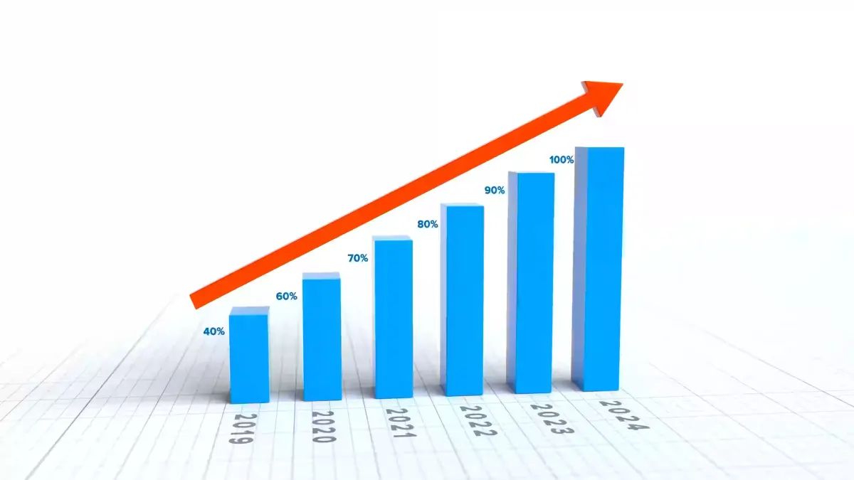 An upward business metrics chart