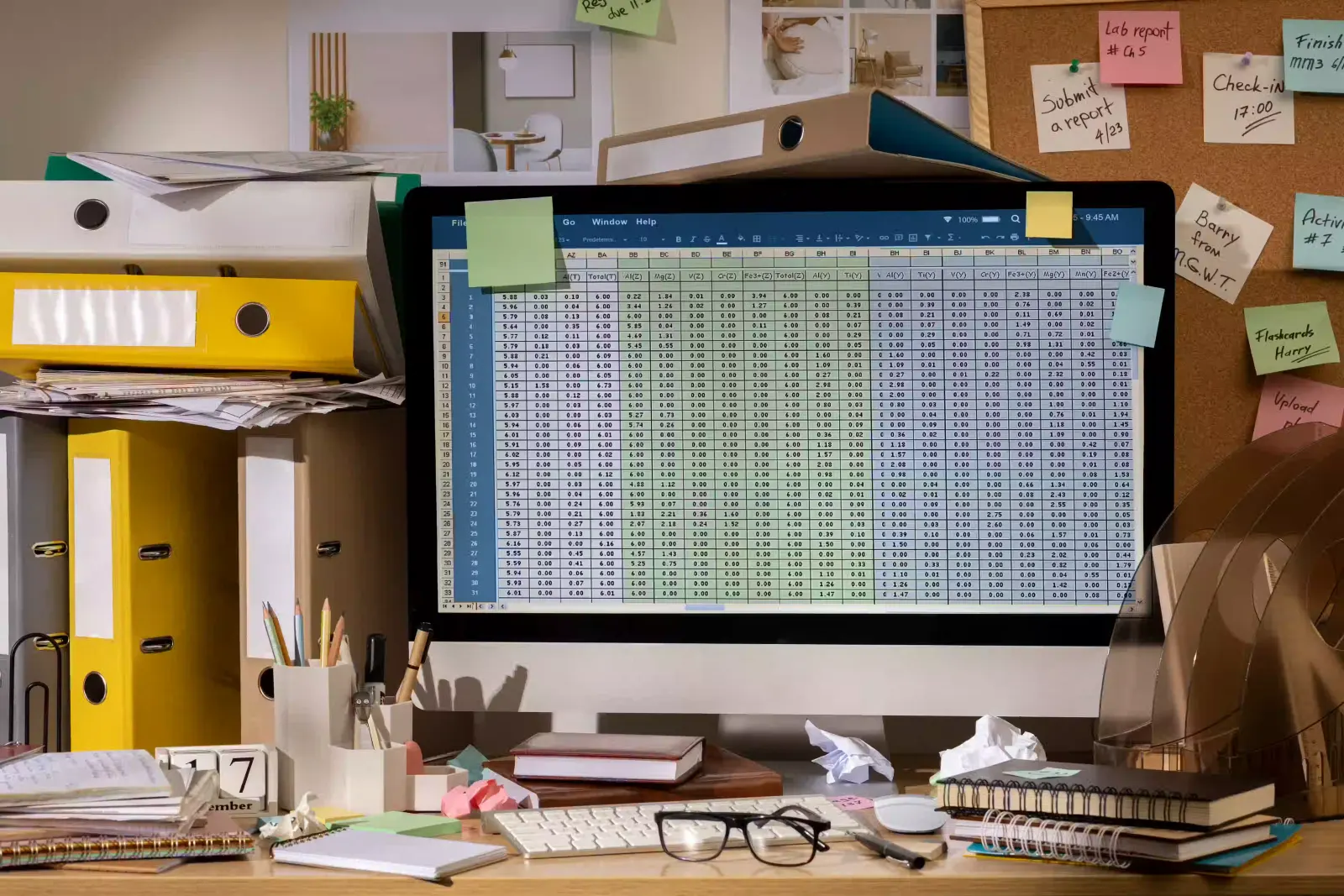 A tangle of disconnected spreadsheet cells on the left resolving into one clean connected system on the right